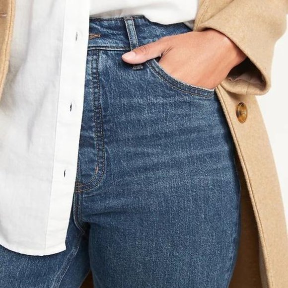 Extra High-Waisted Button-Fly Kicker Boot-Cut Ripped Cut-Off Jeans for Women New - Picture 3 of 7